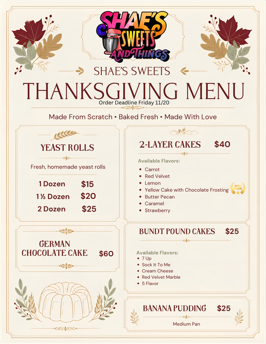*Thanksgiving Cake & Cheesecake Specials