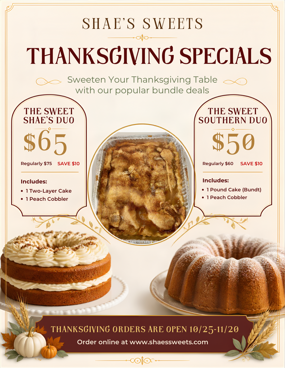 *Thanksgiving Bundles-Cake & Cobbler Duo's